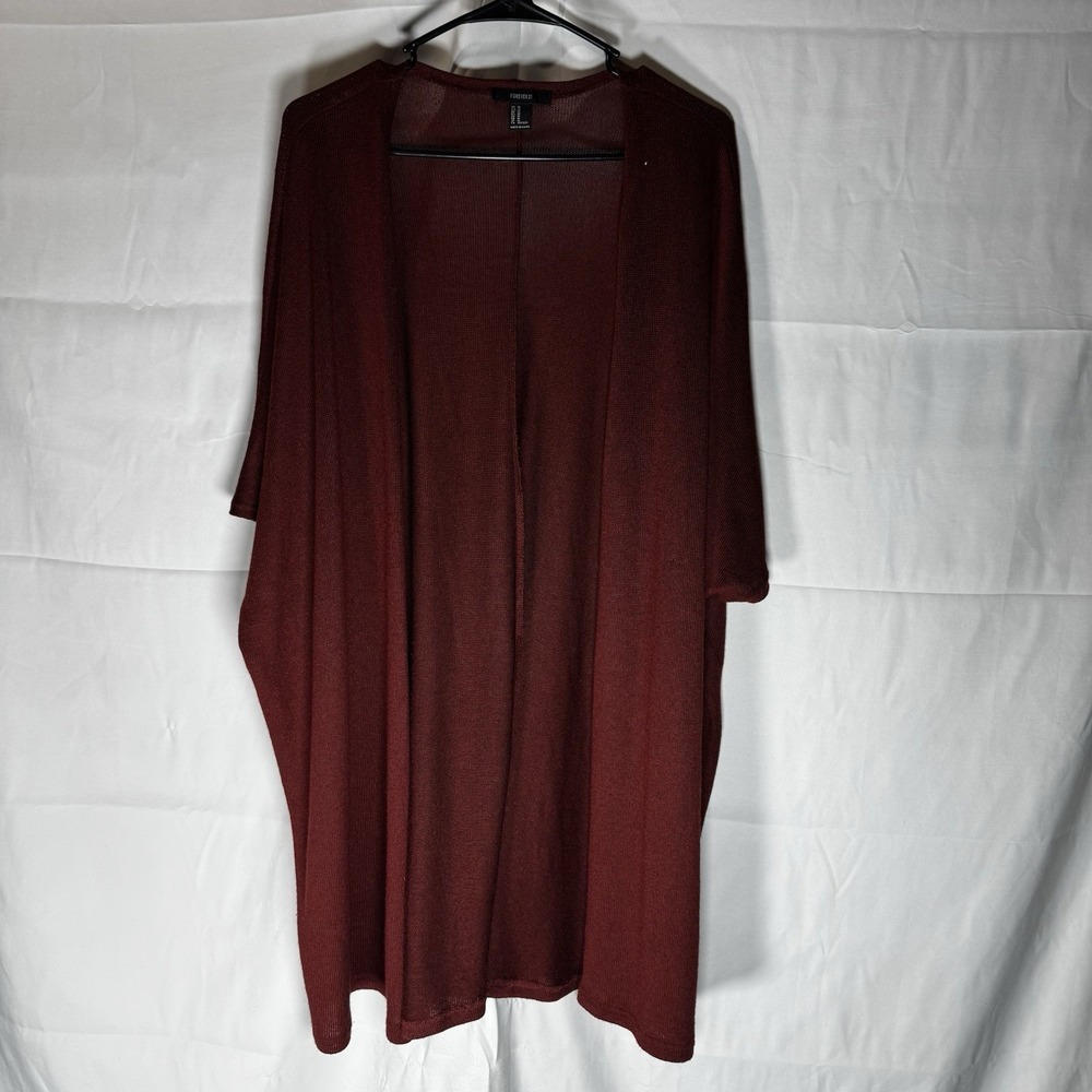 Forever 21 Brick Red Short Sleeve Knit Duster Size Medium